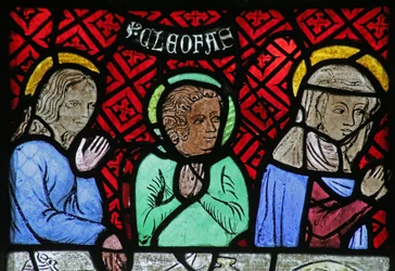 Vitrail représentant Trois figures du Mariage de Cana